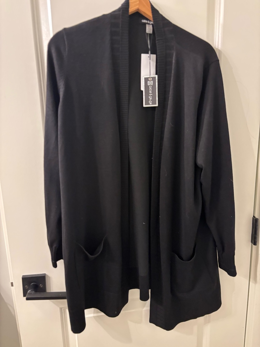 Cable & Gauge Black Ribbed Open Cardigan Sweater Size 2XL NWT